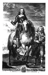 Reiterporträt von Karl I., graviert von Pierre Lombart